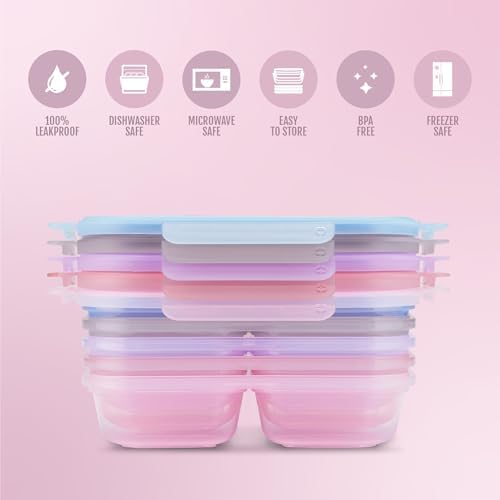 Ello Snap & Nest 2 Cup Divided Plastic Snack Containers, 10 Pc,Berry Fields