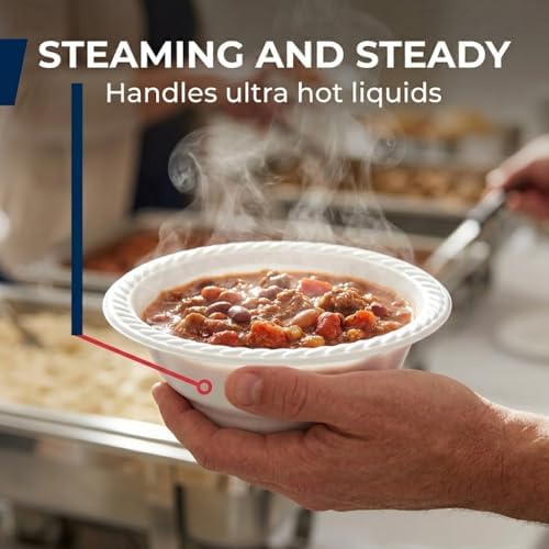 Disposable Plastic Bowls 18 oz, Heavy Duty White, 200 Count