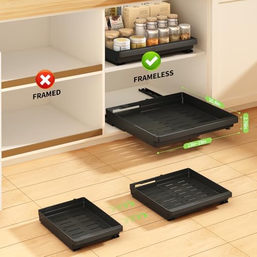 DOMNIU Pull Out Cabinet Organizers Expandable,Black,20.8"Depth,2 Pack