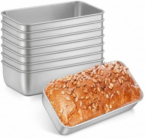 Leonyo Non-Toxic 9x5IN Stainless Steel Loaf Pan for Baking Bread, 8 Pack