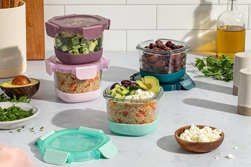 Ello Duraglass Refresh 2 Cup Glass Storage Containers, 4 Pack, Garden Goals