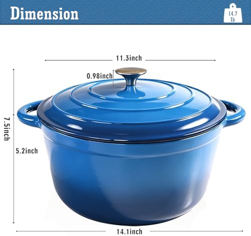 COOKWIN 6QT Enameled Cast Iron Dutch Oven with Lid, Heavy-Duty & Non-Stick Cookware Pot for Braising, Stews, Roasting, Bread Baking - Oven & Stovetop Safe