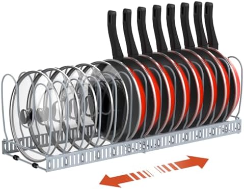Housolution Pot and Pan Lid Organizer Holder Storage Rack, Grey