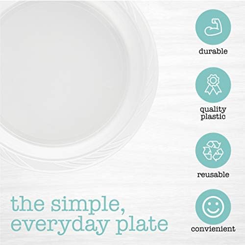 100 Count Disposable 10 Inch White Plastic Dinner Plates Extra Large