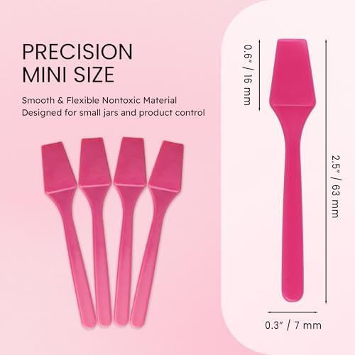 PANA 100pcs Brand Cosmetic Make Up Disposable Plastic 2.5" Spatulas Skin Care Facial Cream Mask Spatula (100 Pieces in a Container) (PINK)