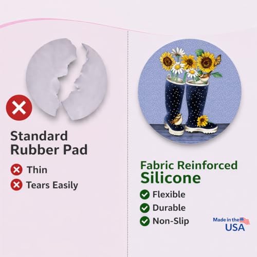 Andreas Silicone Jar Opener, GG Blue Rainboots – 6.25" Non-Slip Lid Gripper & Garlic Peeler, Food and Dishwasher Safe, Multi-Use, Durable Silicone & Fabric, Made in the USA, JO-GGRBB