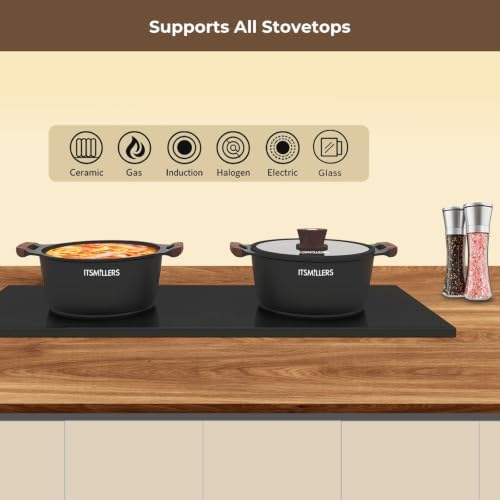 ITSMILLERS Nonstick Stock Pot, 6.5 Qt Soup Stock Pot with Strainer Lid, Induction Cooking Pot with Visible Lid for Pasta,Spaghetti, Ceramic Casserole Makes for Effortless Cleanup