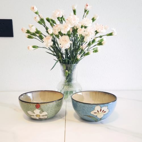Ceramic Bowls For Kitchen, 28oz - Bowl Set of 4 - For Cereal, Salad, Pasta, Soup, Ramen, Serving etc - Dishwasher, Microwave, and Oven Safe - For Breakfast, Lunch and Dinner (Blue+Red+Green+Pink)