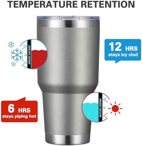 MEWAY 30oz Insulated Tumbler With Lids and Straws,Stainless Steel Double Vacuum Coffee Tumbler Cup, Brush, Durable Powder Coated Coffee Cup for Cold & Hot Drinks(Cold Grey,8 PACK)