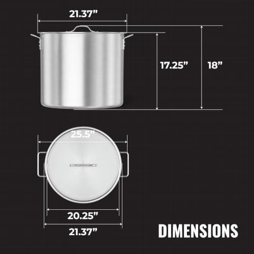 GasOne 100Qt Aluminum Stock Pot with Strainer and Lid – Large Deep Fryer Pot with Basket for Boiling, Frying Turkey, Seafood, Crawfish – Food-Grade Aluminum Large Cooking Pot with Sturdy Handles