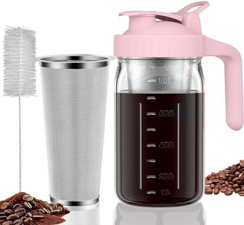 JunVpic Cold Brew Coffee Maker, 32 oz Glass Mason Jar Pitcher