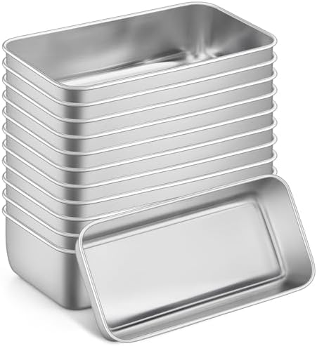 P&P CHEF Loaf Pan, 9 x 5 Inch Stainless Steel Bread Pan, (Silver, 12Pcs)