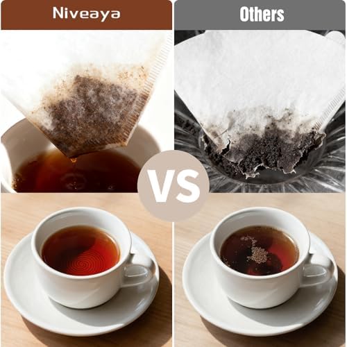 Niveaya Coffee Filters 200 Count, White Coffee Filter #4 Cone Paper, Natural Paper Coffee Filter 8-12 Cup (nature white, 04)