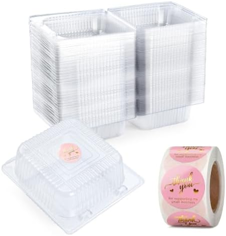 Evnlo 100 Pack Heavy Duty Clear Clamshell Food Containers with 500 Stickers