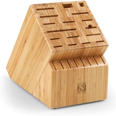 Cook N Home Bamboo Knife Block 25-Slot Universal Knife Holder Countertop