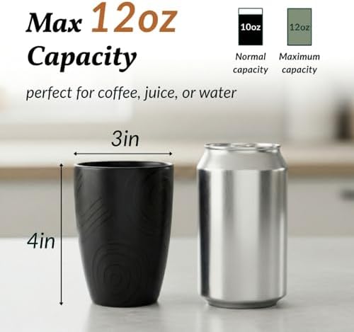 Homienly Wheat Straw Drinkware 12oz Unbreakable Drinking Glasses 6-Piece Stackable Kithen Cups Dishwasher and Microwave Safe Cups for Everyday Family Meals, Entertaining-Black