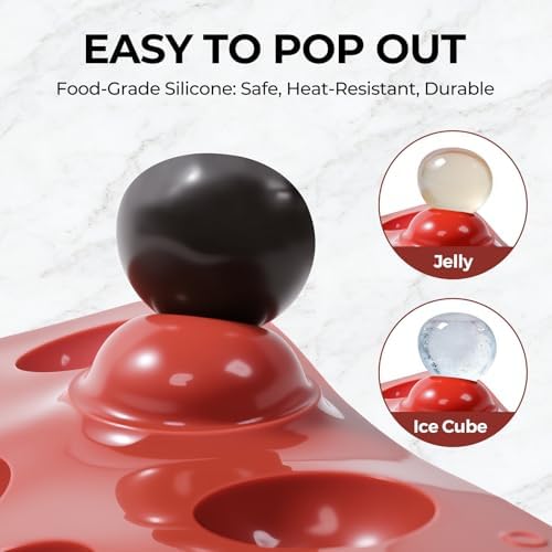 Semi Sphere Silicone Molds, Sphere Chocolate Mold 15-Cavity Small Half Sphere Round Silicone Molds for Making Jelly, Cake, Chocolates Bombs 2 Pack