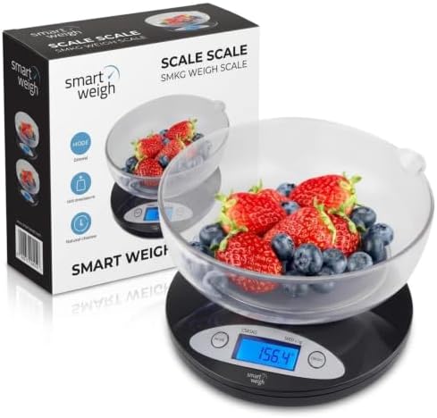 Smart Weigh Kitchen Scale with Removable Bowl, 11 lb x 0.1 oz, Meal Prep