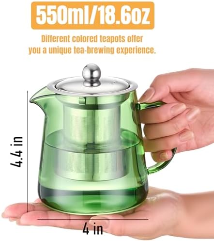 PARACITY Tea Kettle with Infuser, Glass Teapot Stovetop, 18.6 fl oz, 550 ml