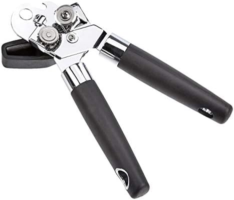 Amazon Basics Multi-function Manual Can Opener and Bottle Opener with Soft Grip Dual Handle, 22 cm, Black