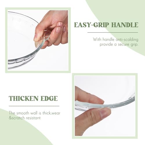 Uiifan 4 Pcs Mini Glass Pie Pan 6 Inches, Clear Baking Dish with Handles