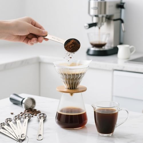 TILUCK Stainless Steel Measuring Cups & Spoons Set,Coffee Scoop Spoon