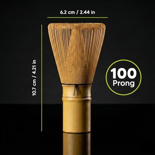 Bamboo Matcha Whisk Set (Chasen) – Traditional Bamboo Whisk for Matcha Tea Ceremony – Handcrafted 100-Prong Chasen for Smooth, Creamy Foam – Authentic Tools & Accessories