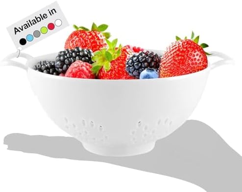 Meadow Lane 6-Inch Small Colander, 3-Cup Food Strainer, Smooth White