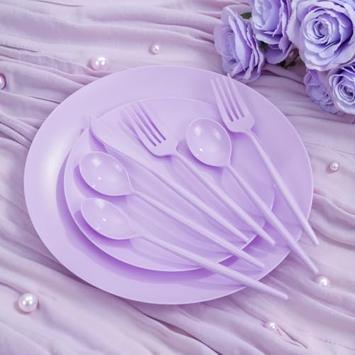 EjonirInjonir 150pcs Premium Purple Plastic Plates for Parties Matte Finish