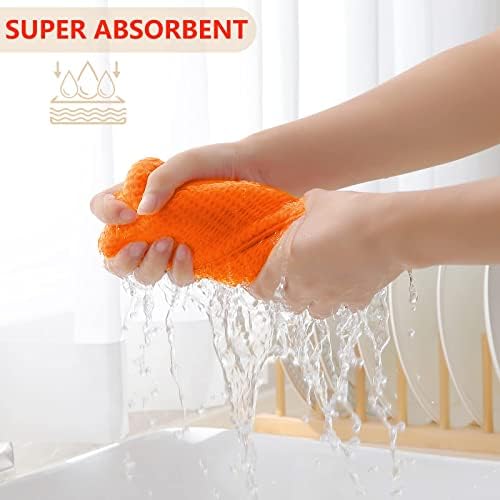 Homaxy 100% Cotton Waffle Weave Kitchen Dish Cloths 6-Pack, Orange