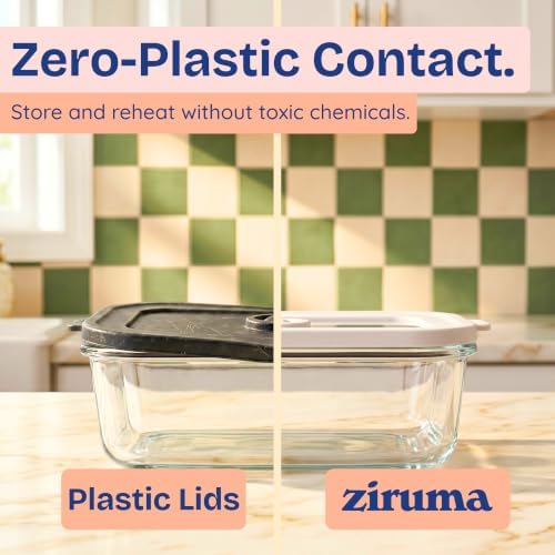 Ziruma Non-Toxic Glass Food Containers with Lids, 4-Pack, Multi-Size, Gray