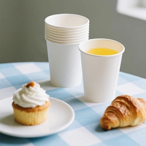TashiBox 12 oz White Hot Drink Paper Cups - 120 Count - Disposable Paper Coffee Cups