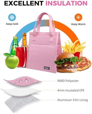 6.75L Small Insulated Lunch Bag, Reusable Cooler Tote Thermal Snack Bag