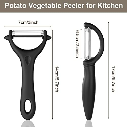 AUAUY 2PCS Potato Peeler, Y and I-Shaped Swivel Vegetable Peeler Set, Black