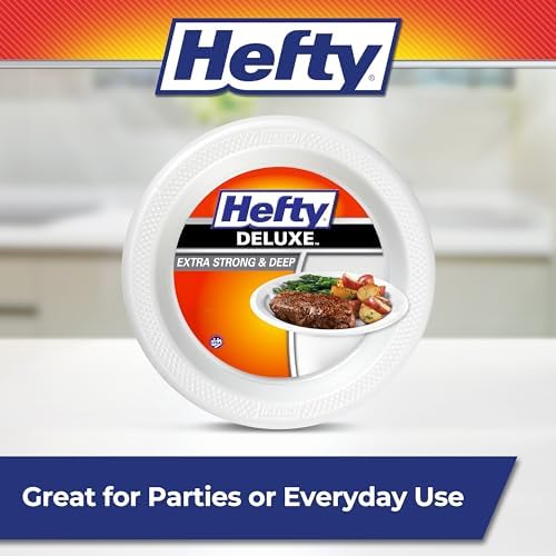 Hefty Deluxe Extra Strong and Deep Foam Plates, Round, 10.25 inches, 21ct