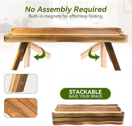 Acacia Wood 3 Tier Cupcake Stand, Serving Tray for Party, Foldable Dessert Table Display Set, Tiered Tray Decor for Party, Birthday, Wedding, Christmas