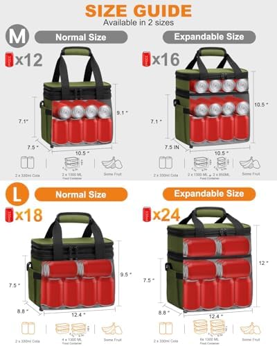 Pritent Lunch Box for Men Women Double Decker Insulated Lunch Bag for men