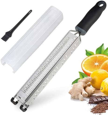 3-in-1 Lemon Zester & Cheese Grater, 304 Stainless Steel, 15-Inch, Black