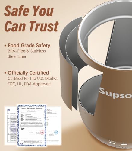 Supsonic - 16oz Self Heating Coffee Mug, Smart Heated Coffee Mug Faster Direct-Contact Heating Up to 149°F, Coffee Mug Warmer Set with Auto Shut-Off - Gifts for Men Women | S2