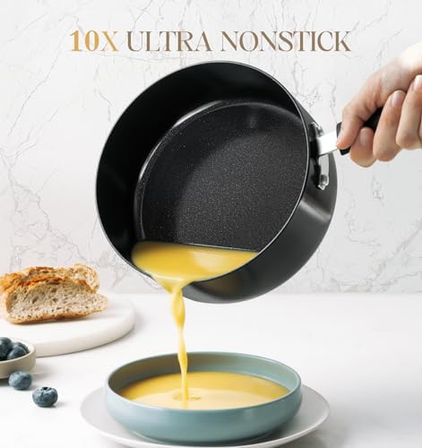 MICHELANGELO Nonstick Saucepan with Lid, Ceramic Sauce Pan Sets, Easy to Clean Sauce Pans, Multi-Purpose Cooking Pots, 3QT, Silver