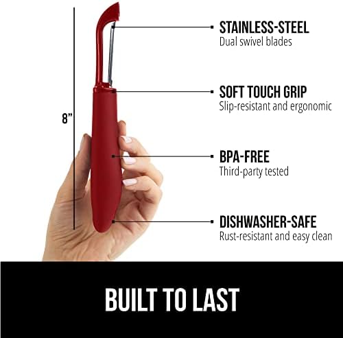 GORILLA GRIP® Patented BPA-Free Vegetable and Potato Peeler, Red