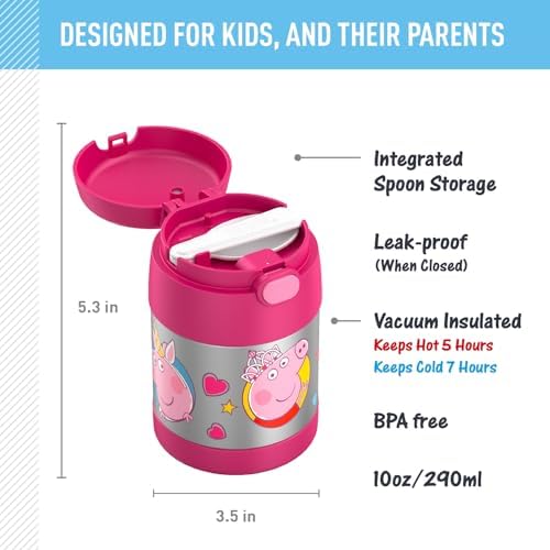 THERMOS FUNTAINER Kids Food Jar with Spoon, 10oz, Peppa Pig