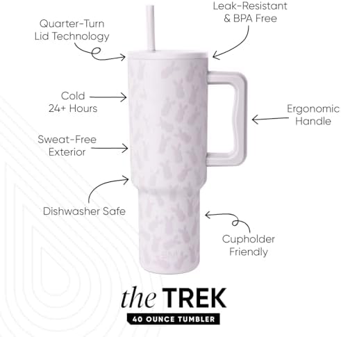 Simple Modern Tumbler with Handle and Straw | 40oz | Bunnies