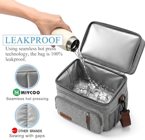 MIYCOO Lunch Bag for Women & Men, Expandable Double Deck Lunch Box, 15L