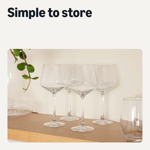 Amazon Basics Stemmed Red Wine Glasses, Dishwasher-Safe, 4-Piece Set, 20 oz. (Pack of 3)