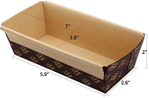 Lawei 30 Pack Paper Loaf Pans, Disposable Paper Baking Loft Mold, 6 x 2.5 x 2 inch Rectangle Baking Pans for Quick Bread Small Pumpkin Breads, Microwave Oven Freezer Safe