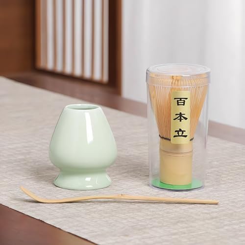 Ceramic Matcha Whisk Holder Stand for Bamboo Matcha Chasen (Green)