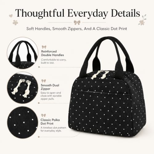 Bluboon Lunch Bag for Women Men Cute Corduroy Lunch Tote Bags Reusable Insulated Lunch Box Large Capacity Reusable Insulated Cooler for Work Picnic or Travel
