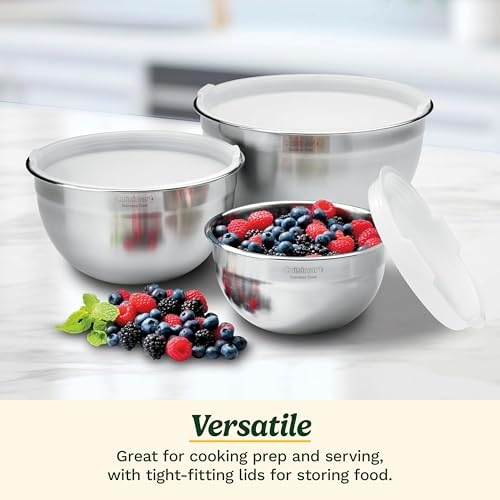 Cuisinart Mixing Bowl Set, Nesting Bowls, Stainless Steel, 3-Piece
