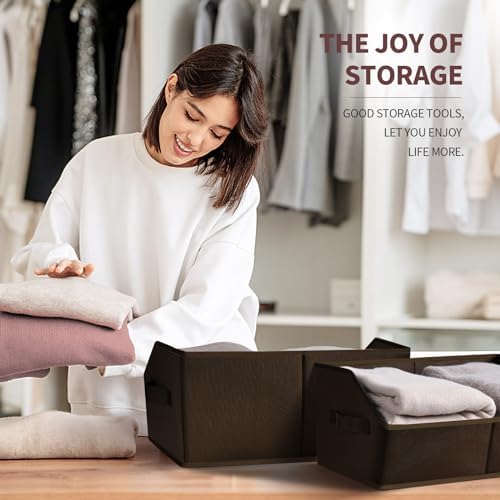 Homsorout Trapezoid Closet Storage Bins - Large Fabric Baskets for Organizing, Storage Baskets for Shelves, Cube Organizer Bins for Home, Closet, Dorm, 6 Pack, Brown